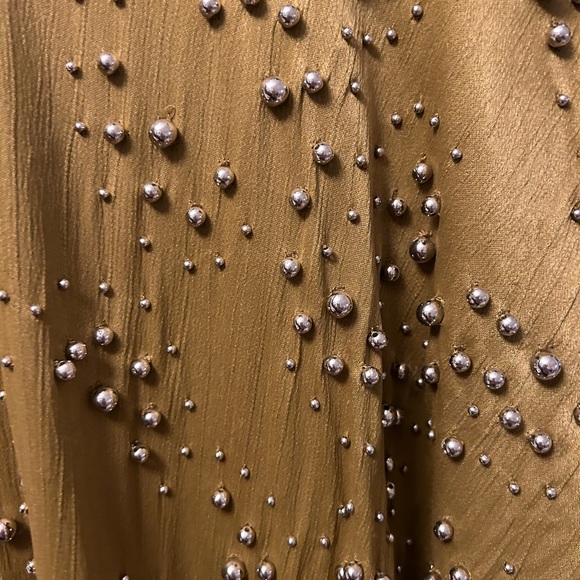 Rachael Comey Satin Olive Beaded Poncho - Picture 2 of 6